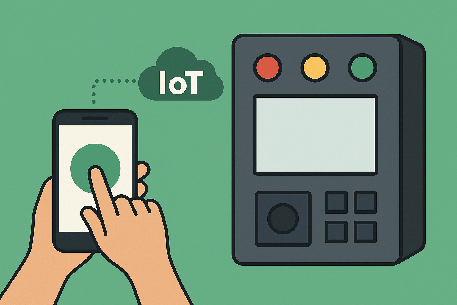 操作盤ボタンをスマホから押せるIoTデバイス（イメージ）